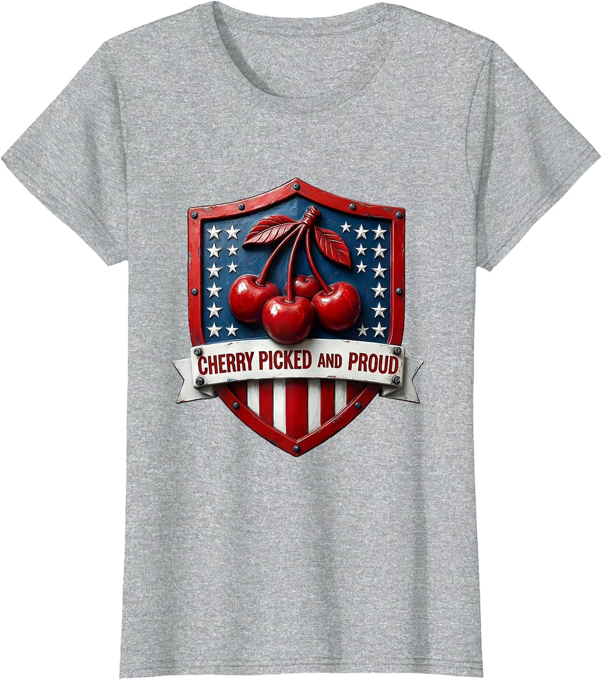 Cherry Picked and Proud Fruit Lover Design T-Shirt - Heather Grey