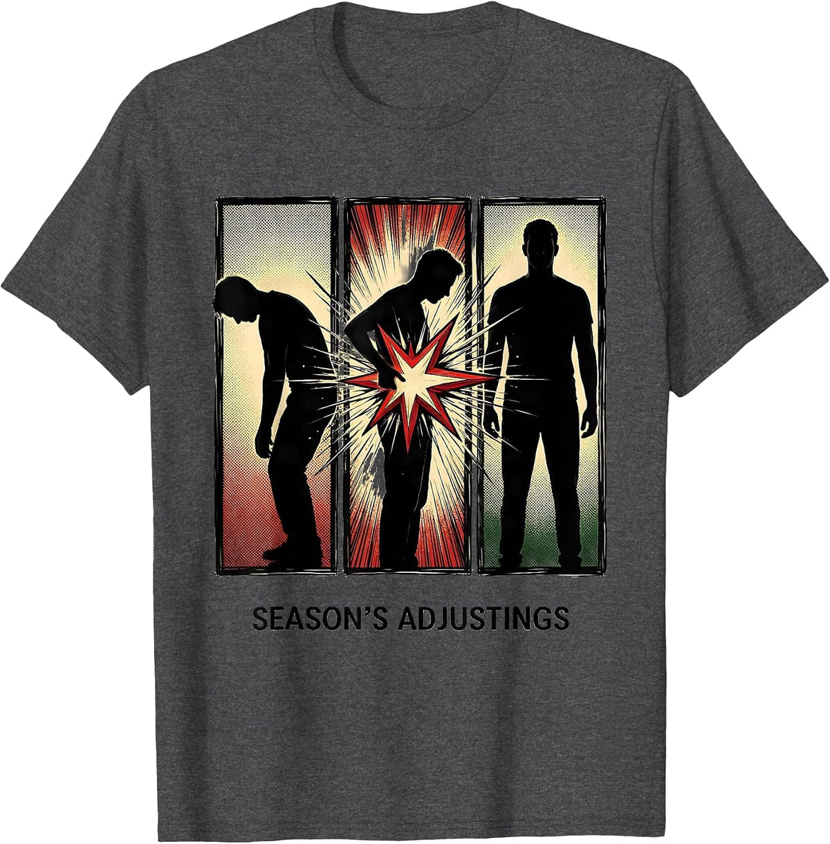 Men's Season's Adjustings Funny Chiropractor Christmas Pun Humor T-Shirt - Dark Heather Grey