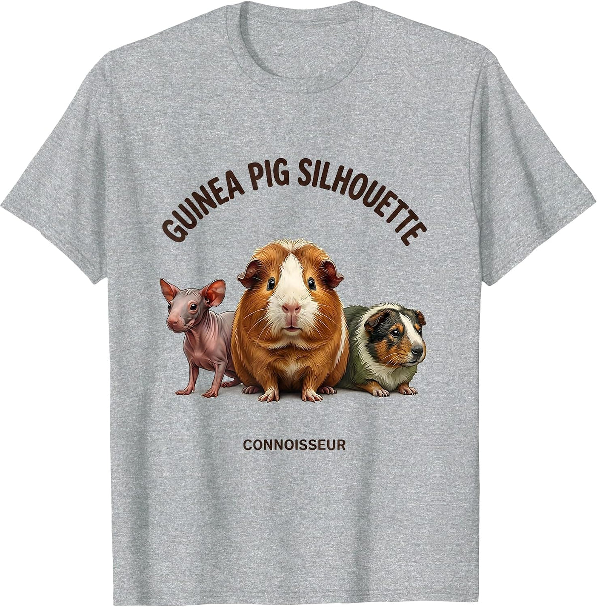 Men's Guinea Pig Silhouette Connoisseur Funny Pet Lover Gift T-Shirt - Heather Grey