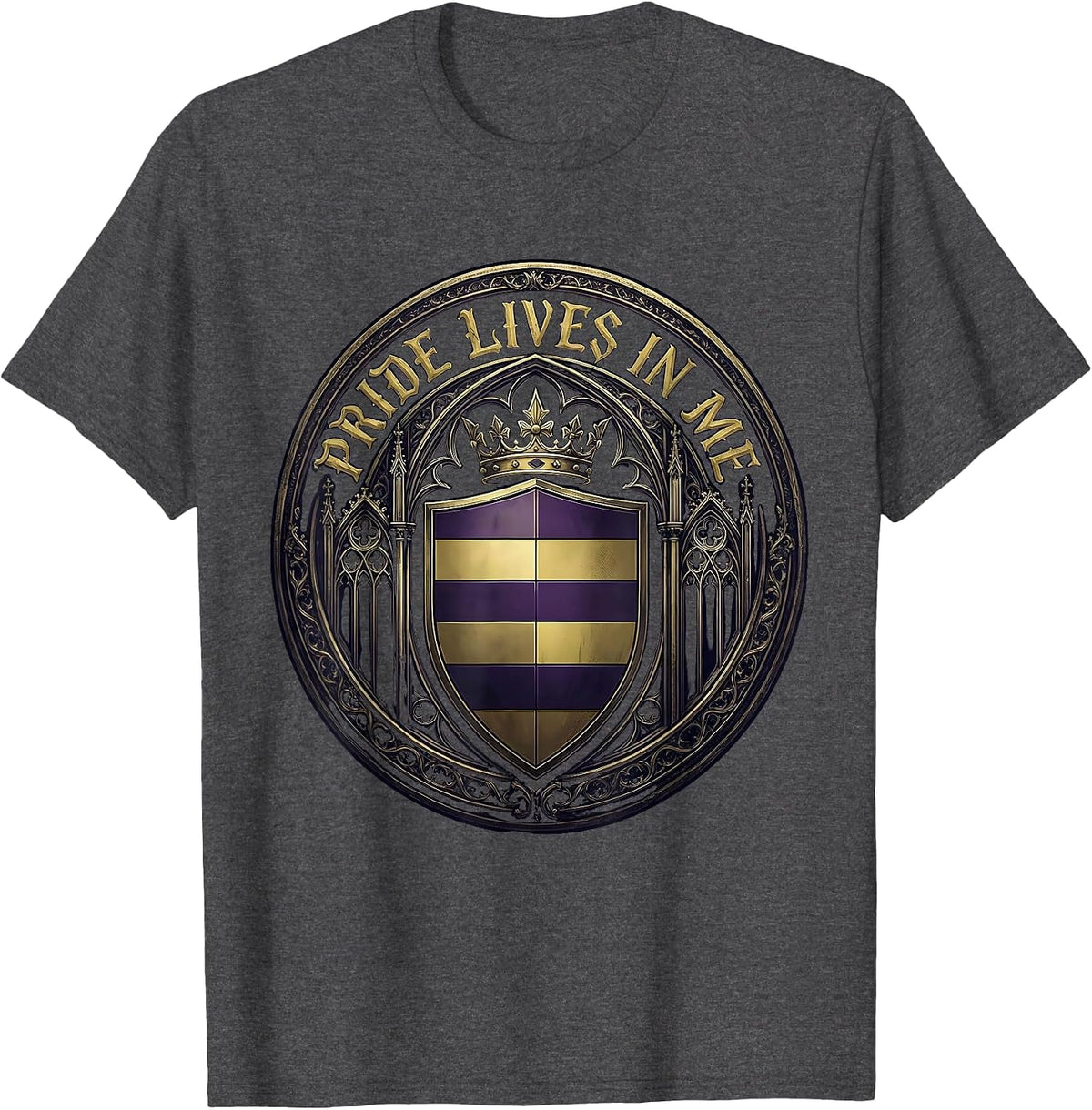 Pride Lives In Me Rainbow Pride Flag Design T-Shirt - Dark Heather Grey
