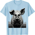 Men's Oversized Pig Head Funny Farm Animal Lover Gift T-Shirt - Baby Blue