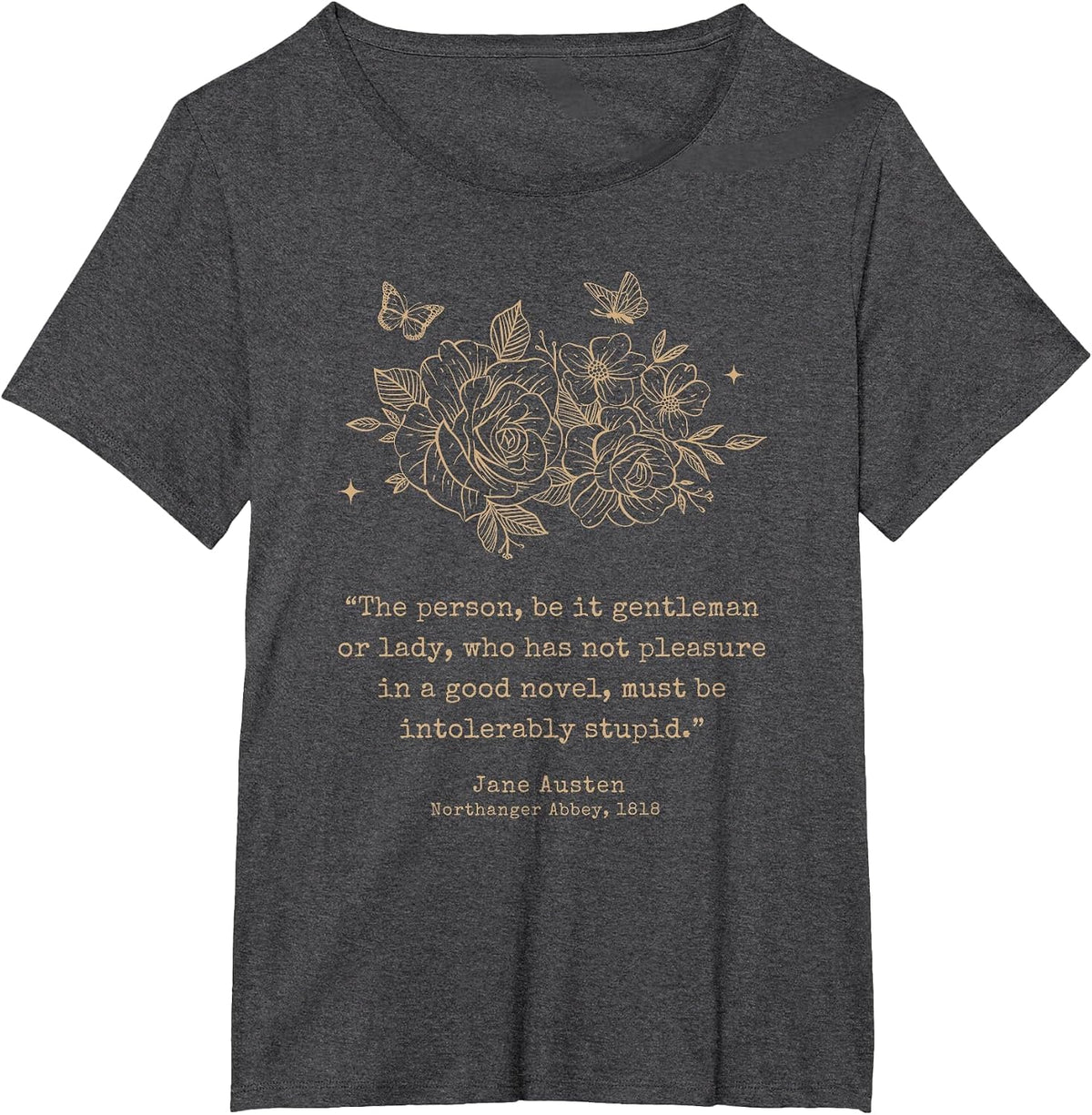 Jane Austen Dark Academia Bookish Bookworm Literary Novel T-Shirt - Dark Heather Grey