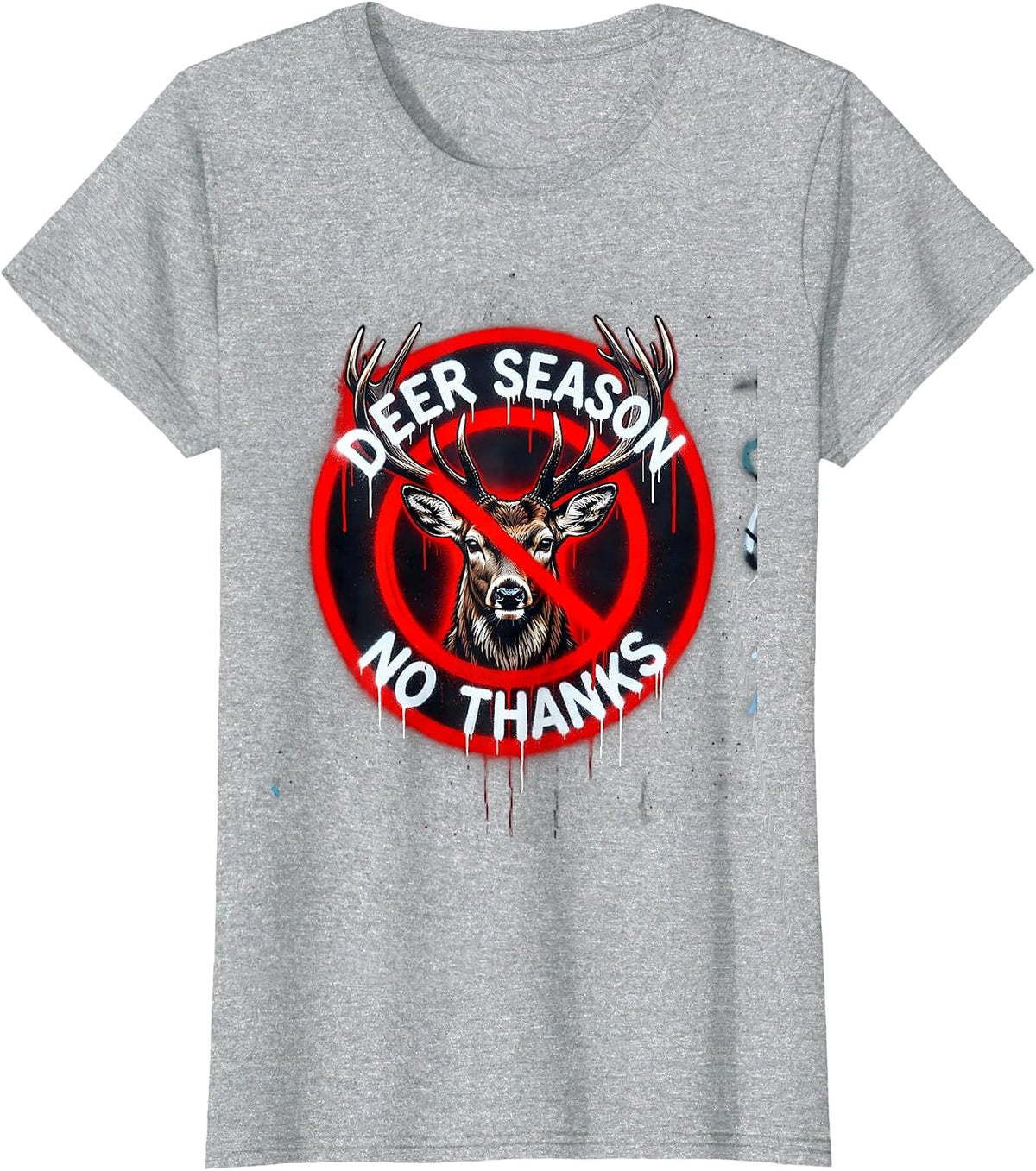 Deer Season No Thanks Funny Anti-Hunting Design T-Shirt - Heather Grey