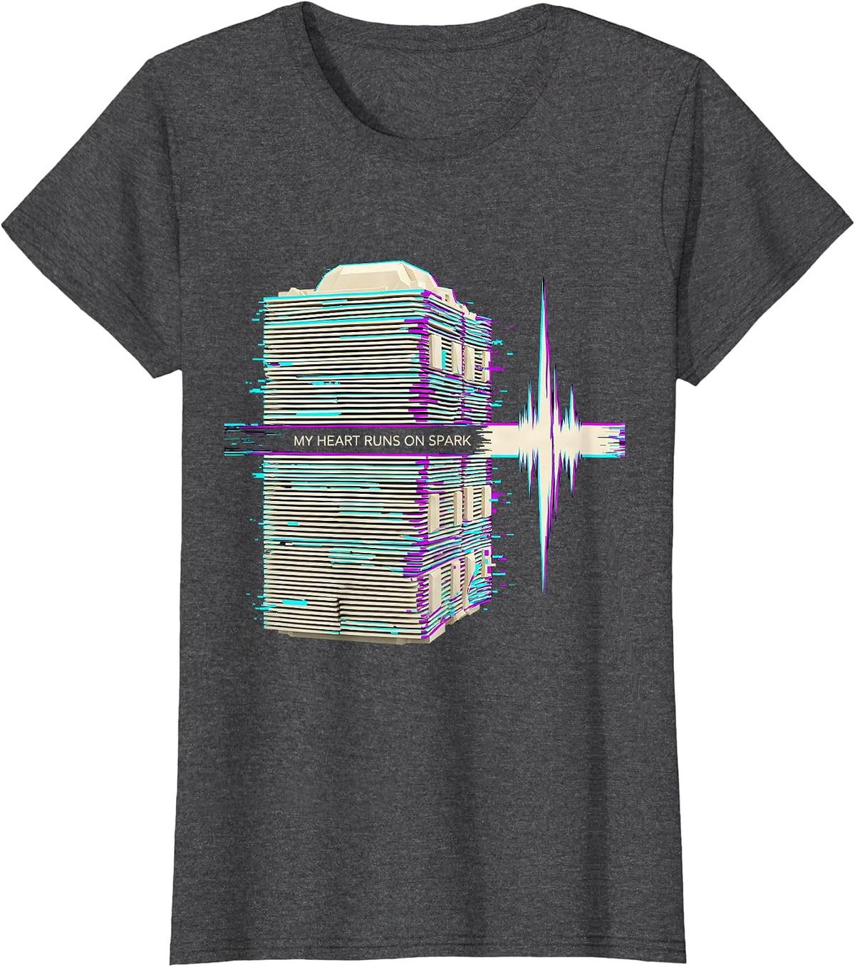 Women's My Heart Runs On Spark Funny Car Guy Auto Mechanic Humor T-Shirt - Dark Heather Grey