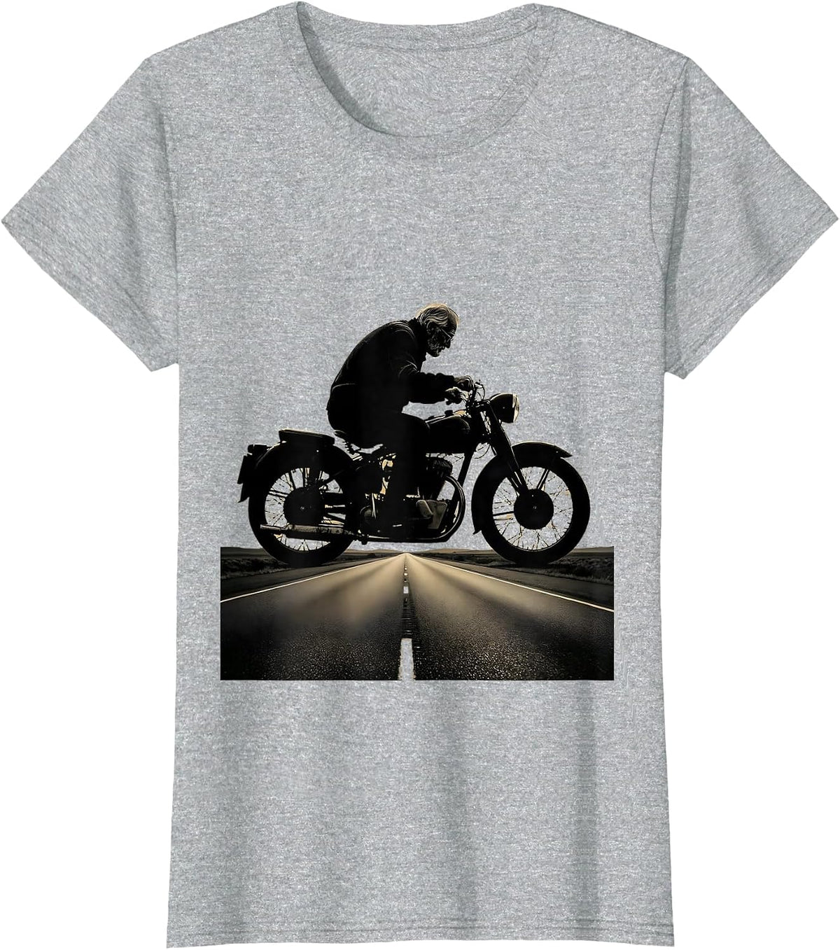 Grandpa Vintage Motorcycle Highway Rider Graphic T-Shirt - Heather Grey