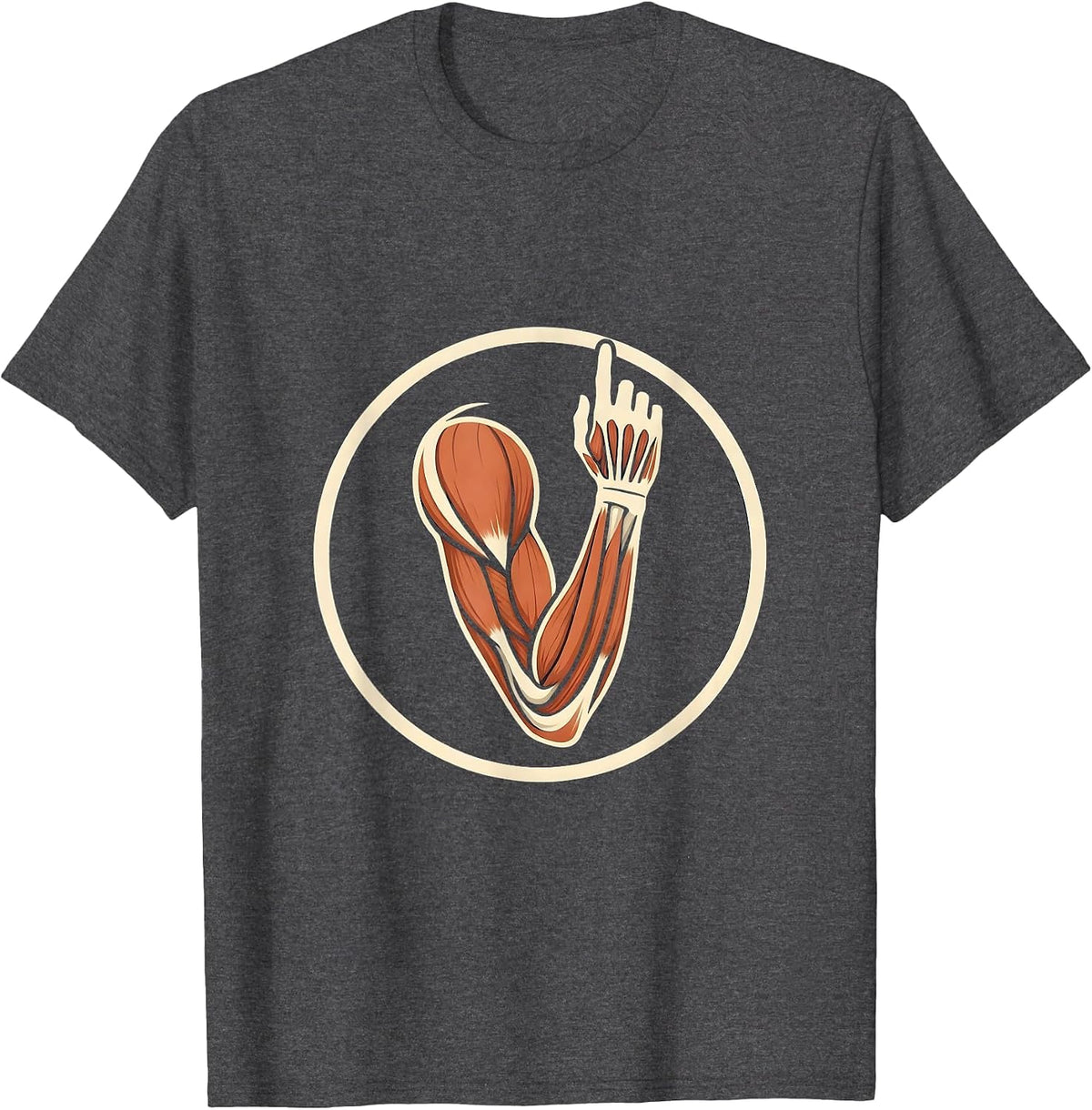 Anatomical Arm Muscle Map Physical Therapy Art T-Shirt - Dark Heather Grey