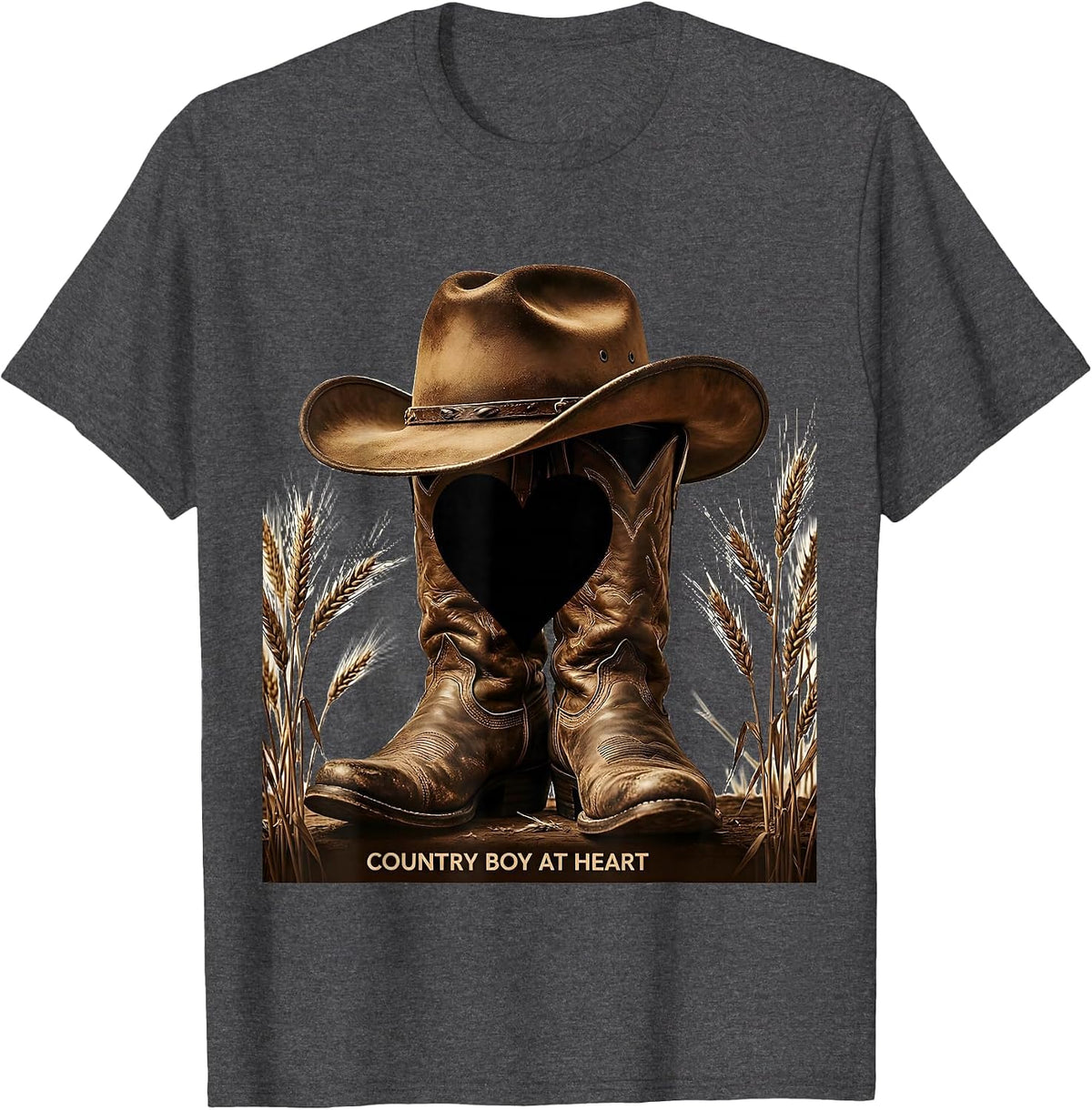 Men's Country Boy At Heart Proud Rural Living Design T-Shirt - Dark Heather Grey