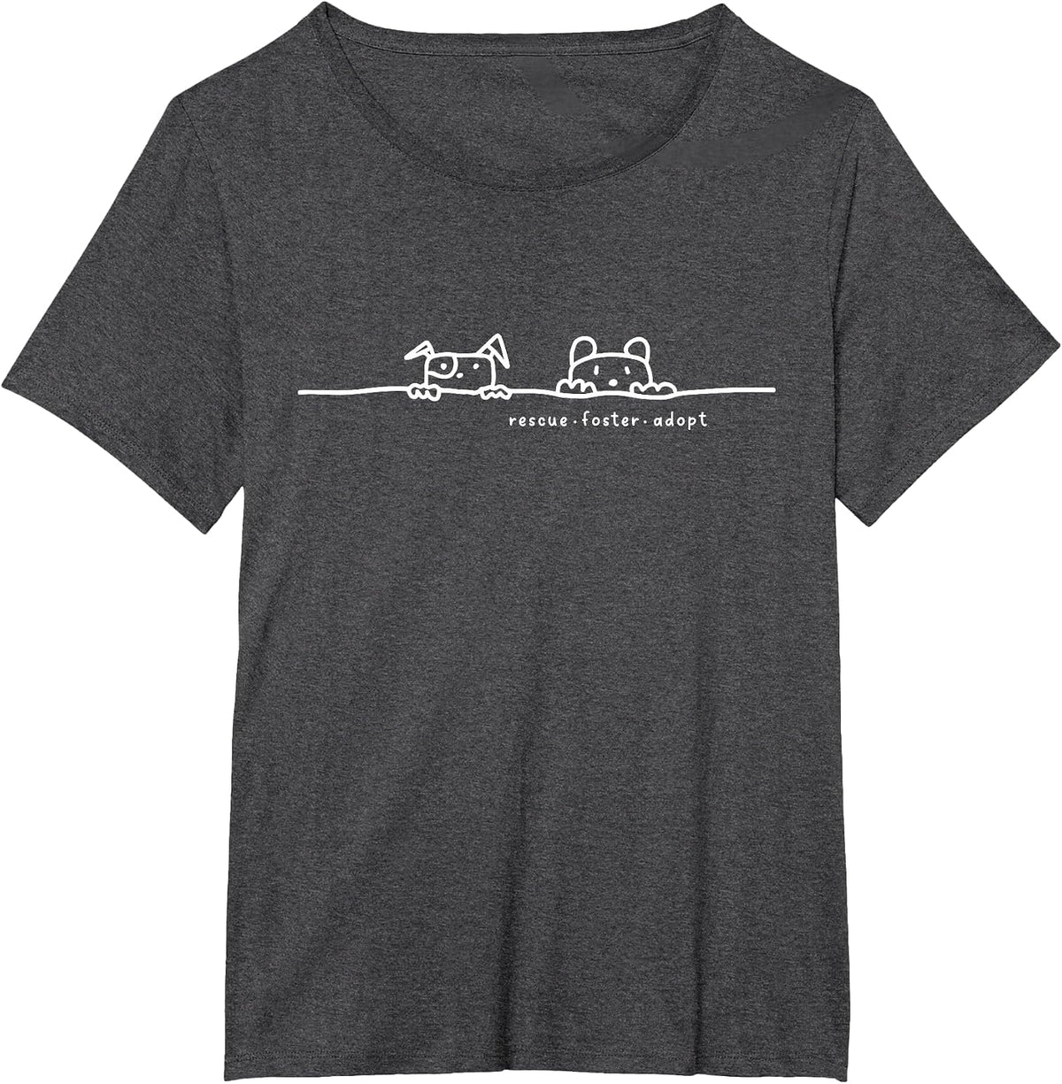 Rescue Foster Adopt Cats and Dogs Art T-Shirt - Dark Heather Grey