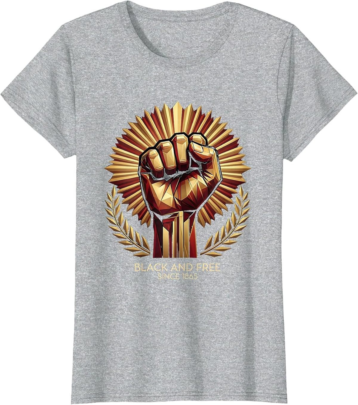 Black and Free Since 1865 Juneteenth Design T-Shirt - Heather Grey