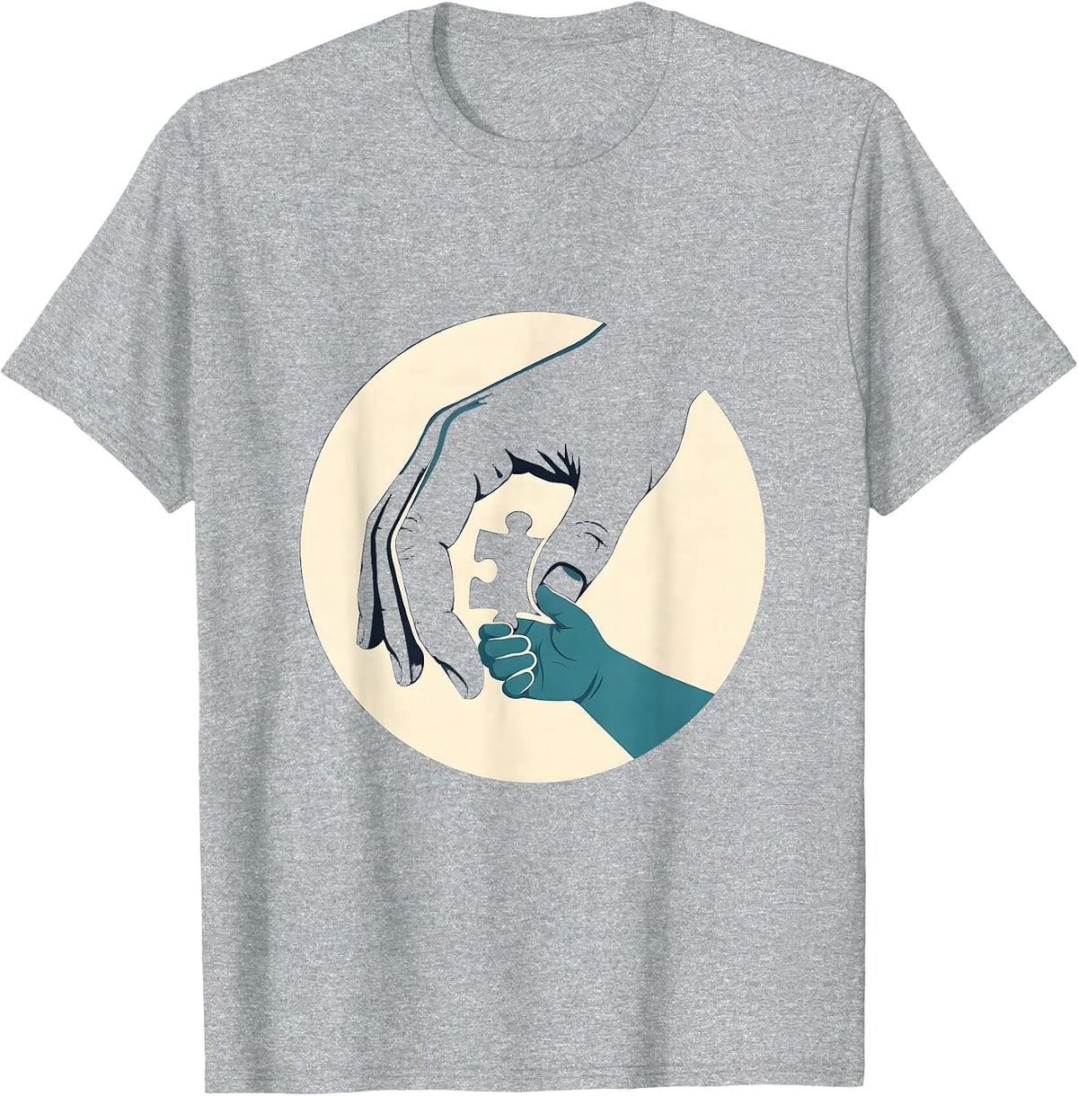 Men's Special Education Teacher Puzzle Hands Graphic T-Shirt - Heather Grey