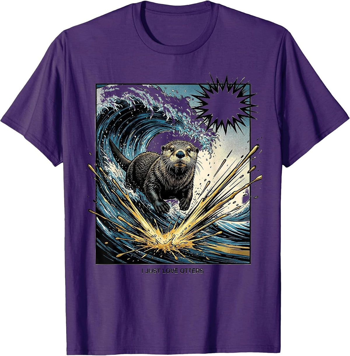 I Just Love Otters Comic Book Otter Lover Humor Gift T-Shirt - Purple