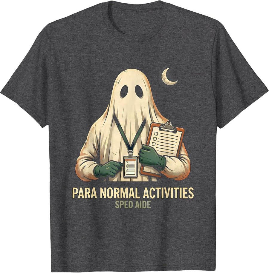 Men's Para Normal Activities SPED Aide Vintage Teacher Halloween T-Shirt - Dark Heather Grey