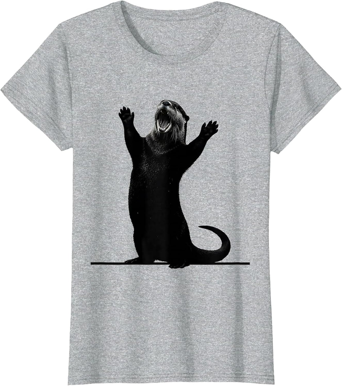Otter Yawn Silhouette Funny Otter Lover Gift T-Shirt - Heather Grey