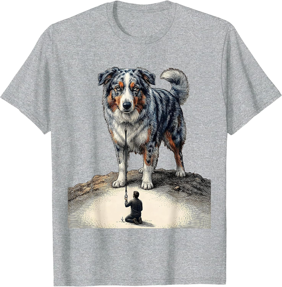 Men's Australian Shepherd Dog Mom Dad Humor Mini Aussie Gift T-Shirt - Heather Grey