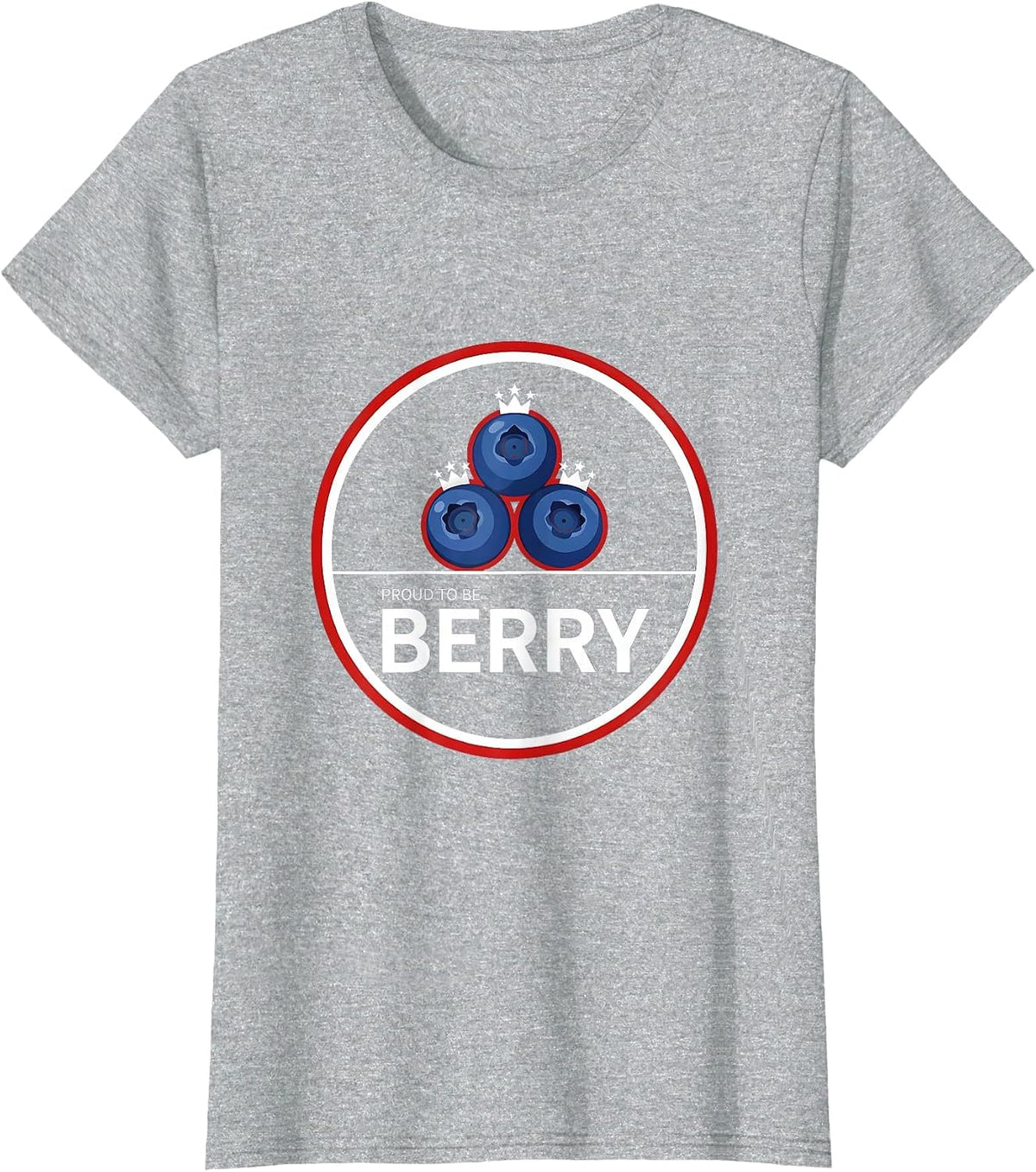 Women's Proud to Be Berry Red White and Blueberries Design T-Shirt - Heather Grey