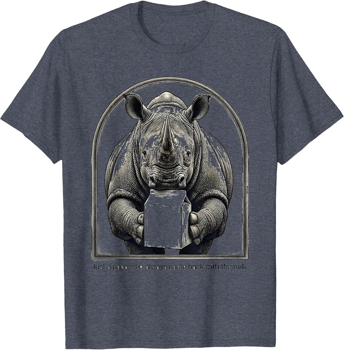 Just a Papa Who Always Came Back With the Milk Dad T-Shirt - Heather Blue