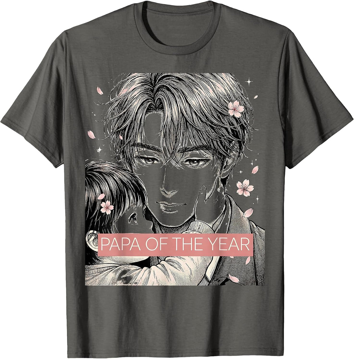 Men's Papa of the Year Proud Dad Graphic Design T-Shirt - Asphalt Grey