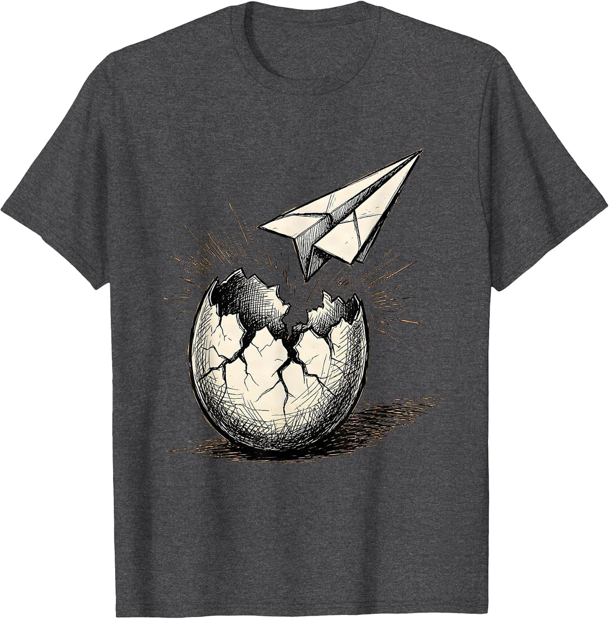 Men's Dyslexia Awareness Cracked Egg Paper Airplane T-Shirt - Dark Heather Grey