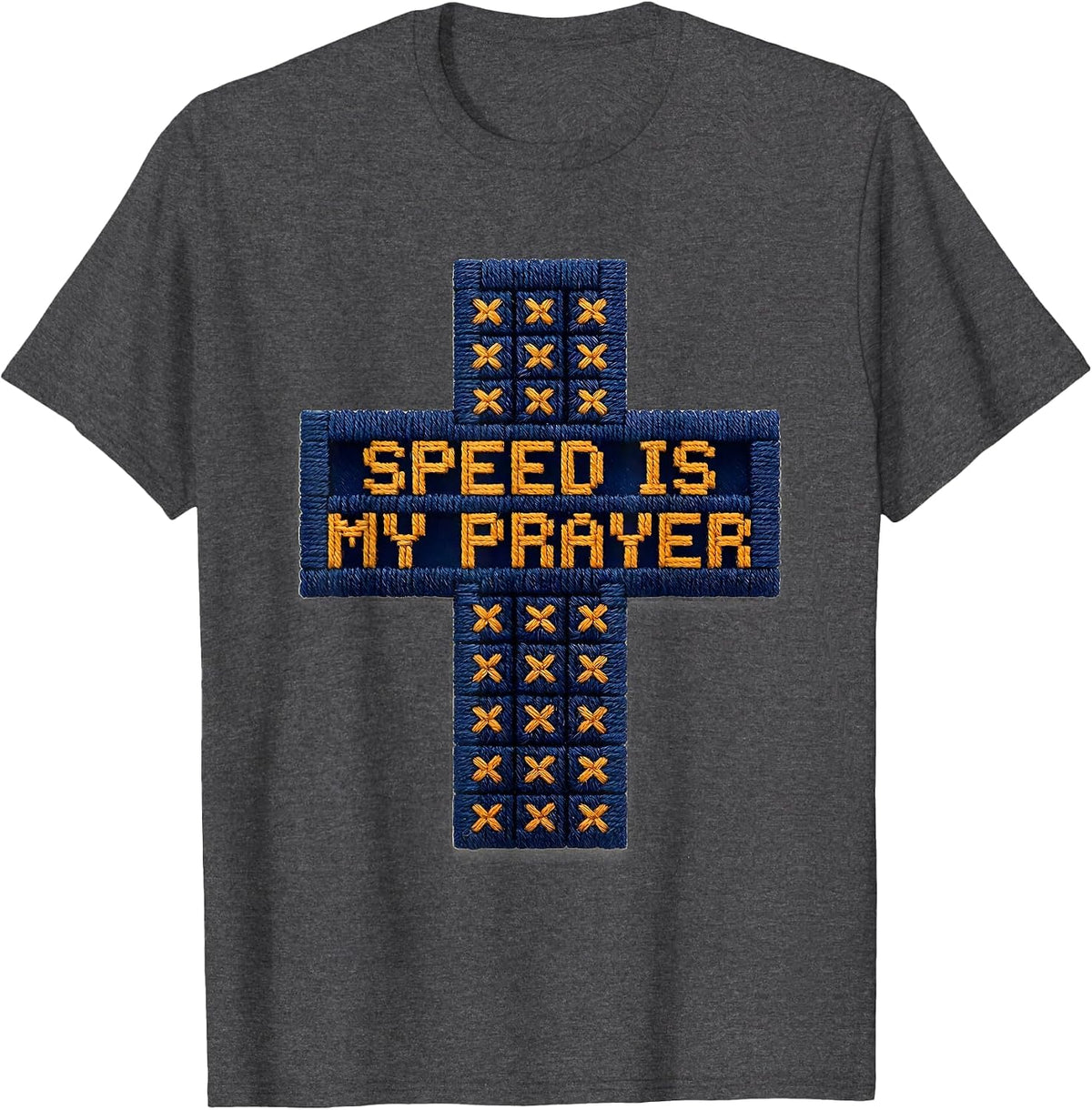 Men's Godspeed Speed Is My Prayer Graphic Design T-Shirt - Dark Heather Grey