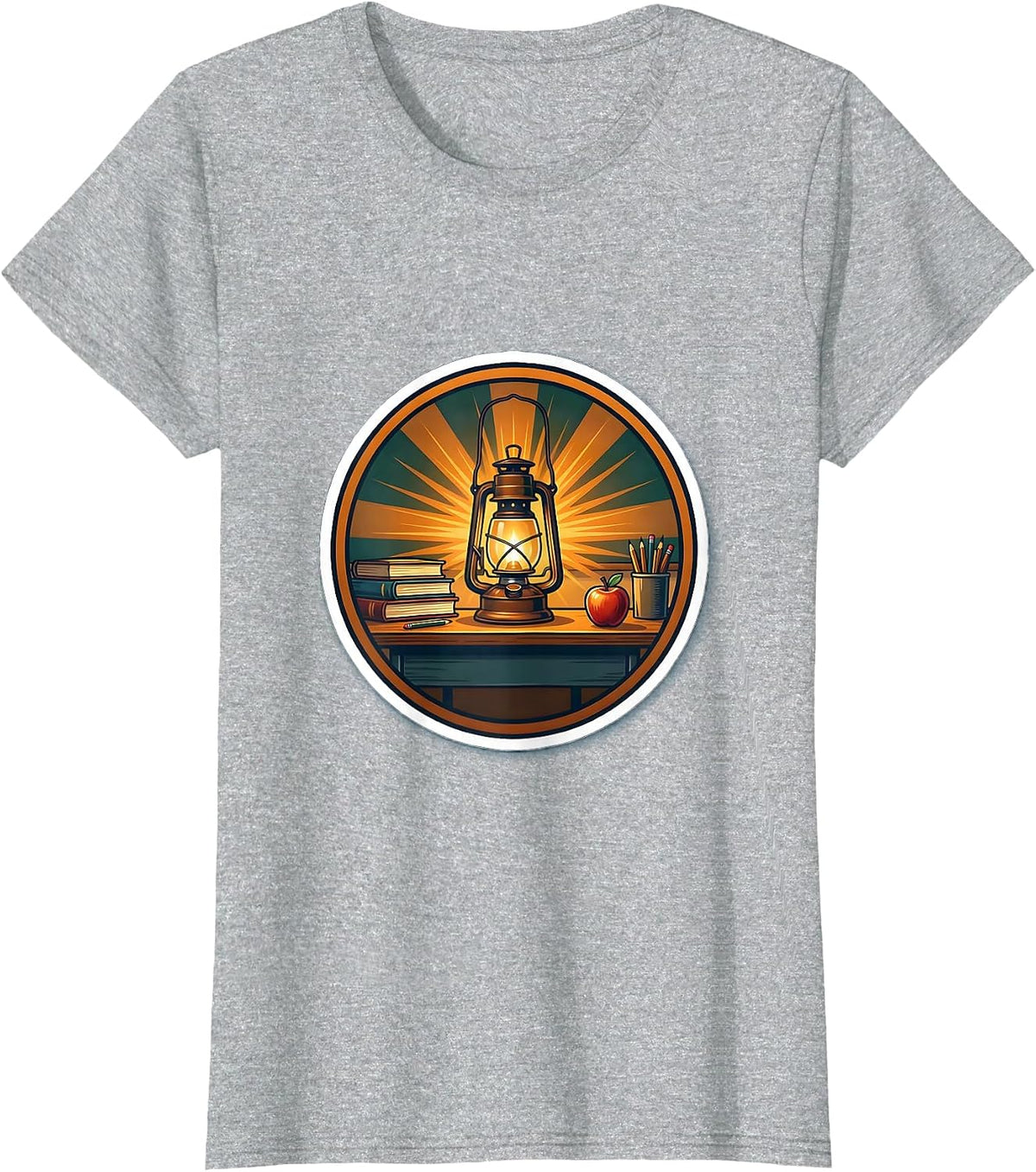 Special Education Teacher Desk Lantern Graphic T-Shirt - Heather Grey