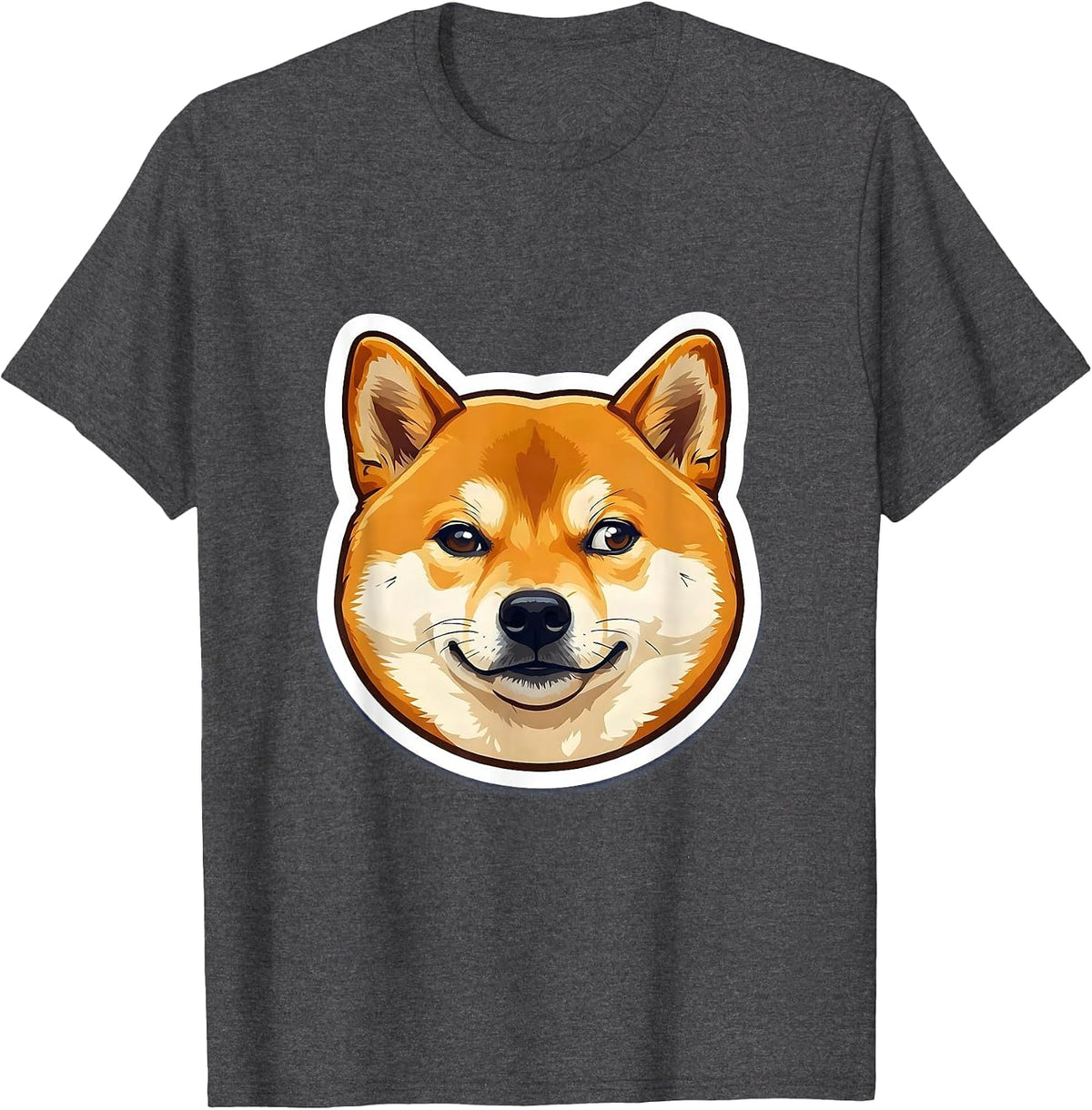 Shiba Inu Smug Side-Eye Meme Dog Graphic T-Shirt - Dark Heather Grey
