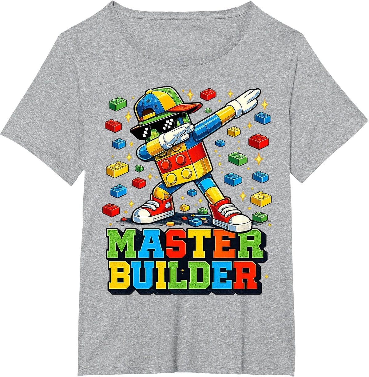 Dabbing Block Brick Building Master Builder for Men Boy Kid T-Shirt - Heather Grey