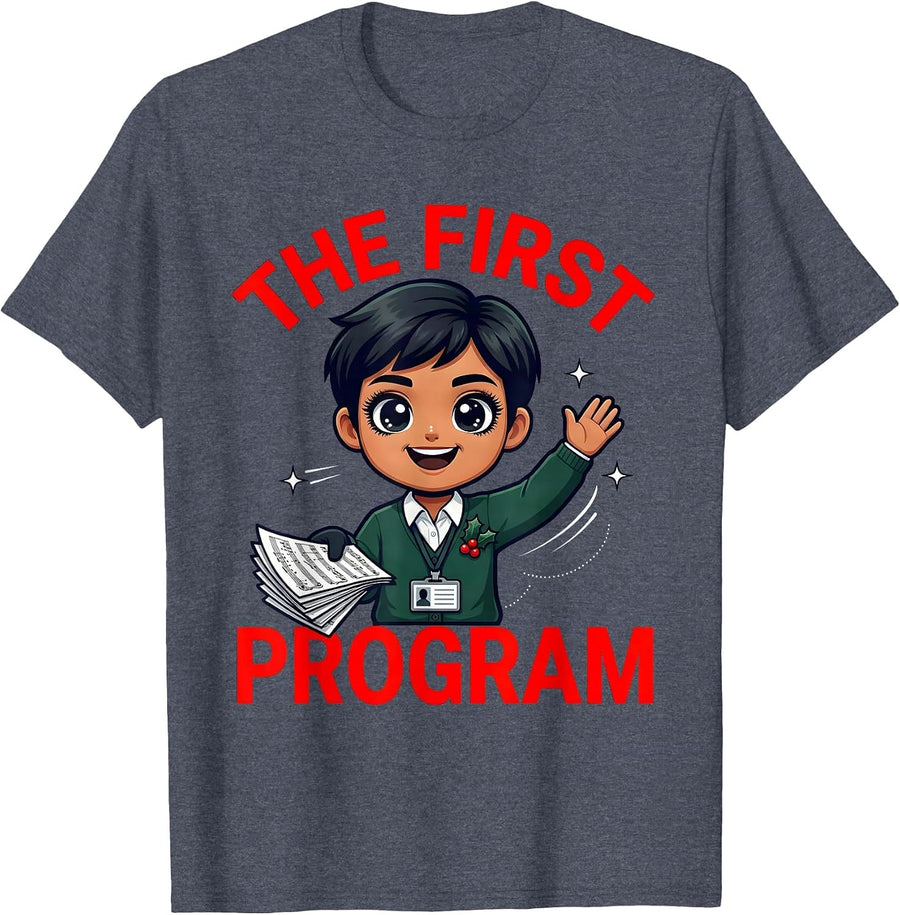 THE FIRST PROGRAM Funny School Staff Winter Concert T-Shirt - Heather Blue
