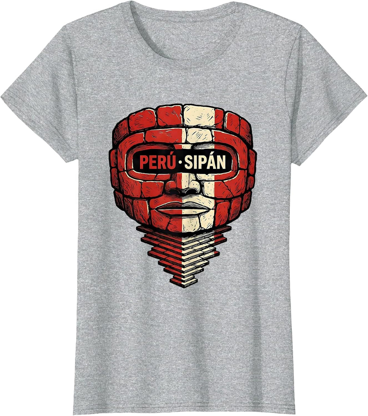 Perú · Sipán Linocut Peruvian Heritage National Pride T-Shirt - Heather Grey