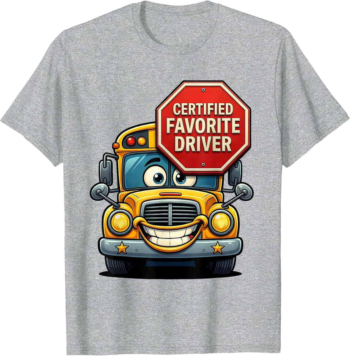 Men's Certified Favorite Driver Funny School Bus Driver T-Shirt - Heather Grey