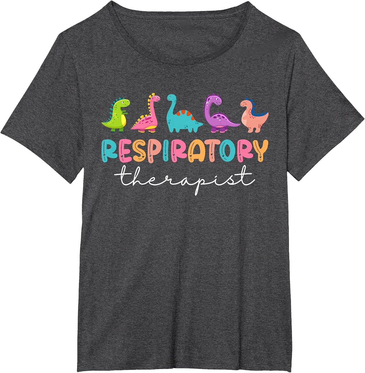 Pediatric Respiratory Therapy RT Therapist RT Dinosaurs T-Shirt - Dark Heather Grey