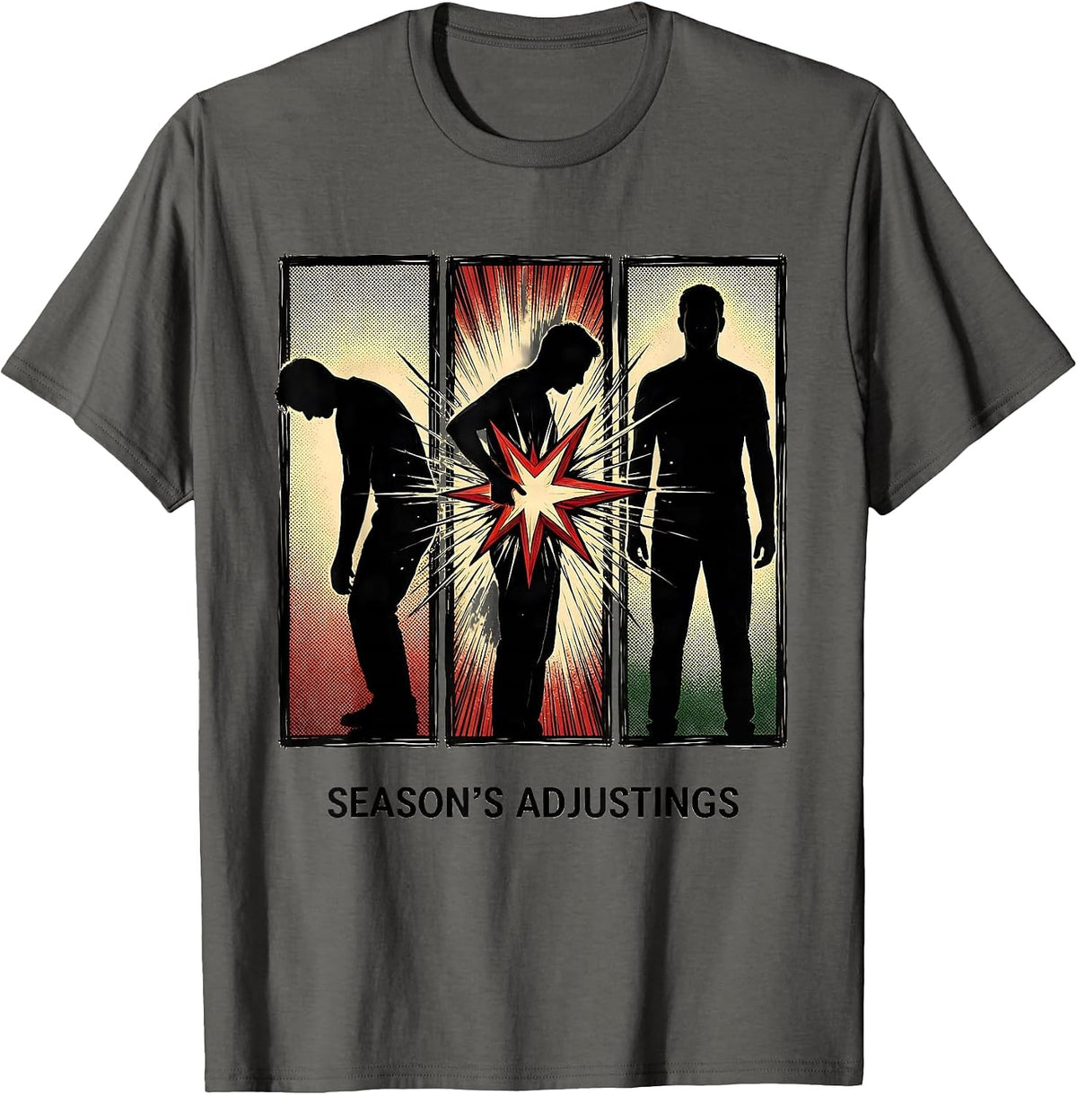Men's Season's Adjustings Funny Chiropractor Christmas Pun Humor T-Shirt - Asphalt Grey