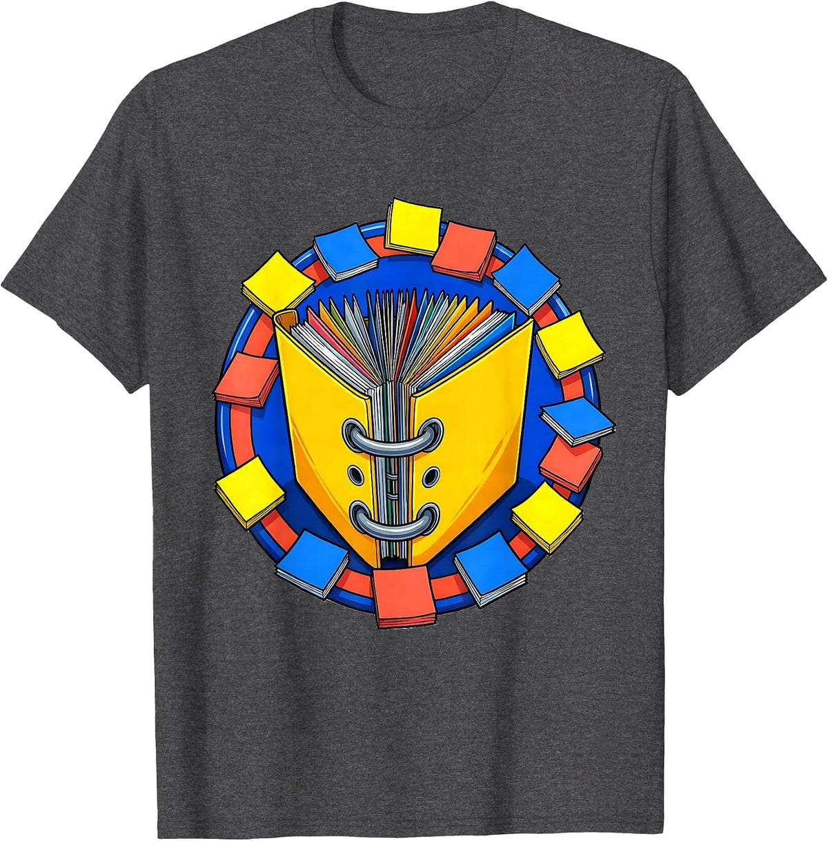 Sped Teacher Binder Sticky Notes Illustration T-Shirt - Dark Heather Grey