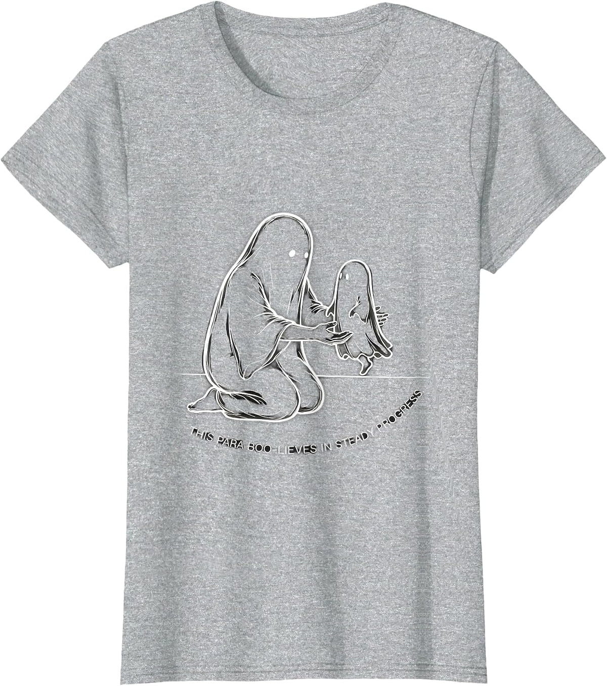 Women's This Para Boo-lieves In Steady Progress Ghost T-Shirt - Heather Grey