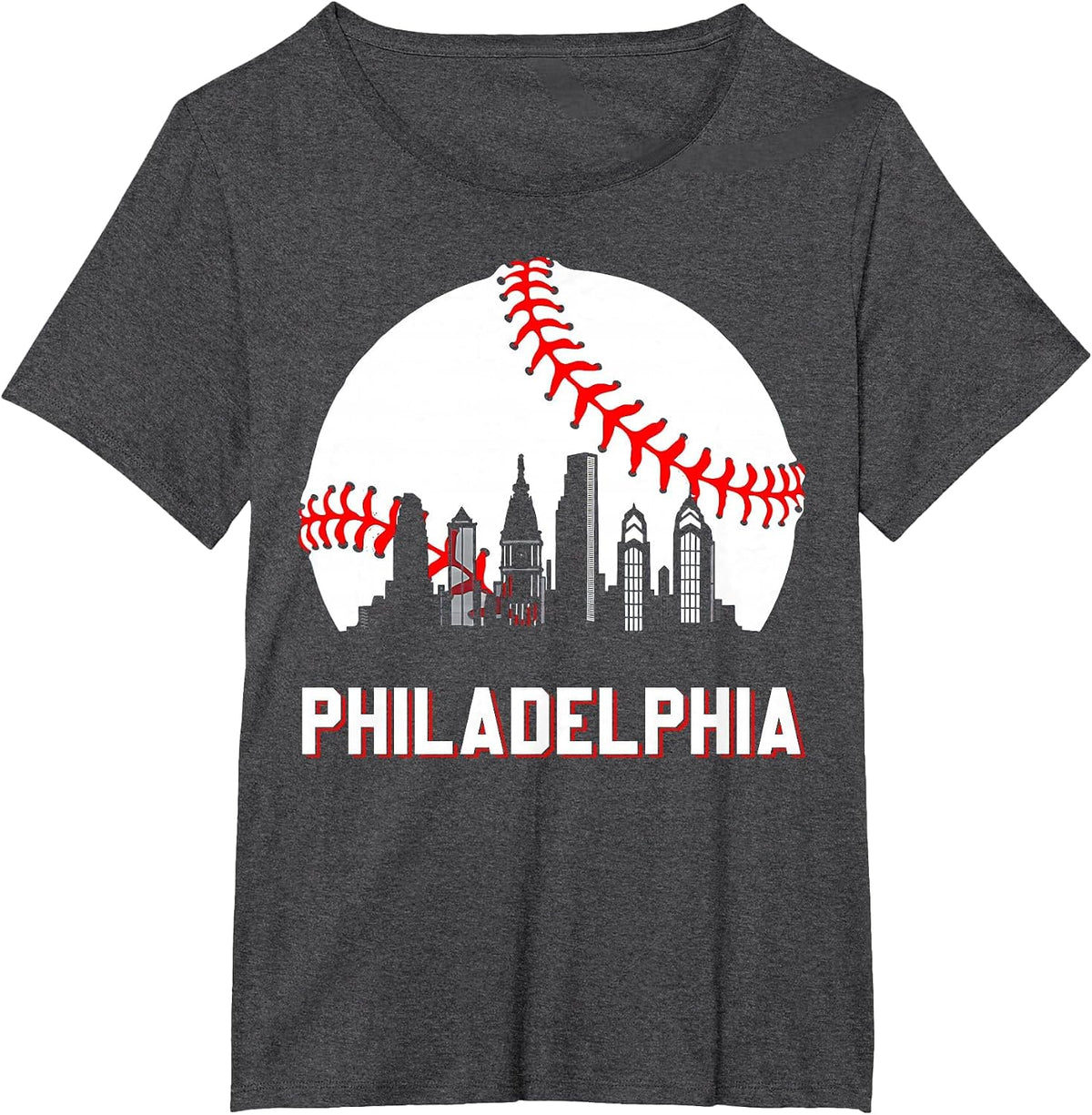 Vintage Distressed Philly Baseball Lovers T-Shirt - Dark Heather Grey