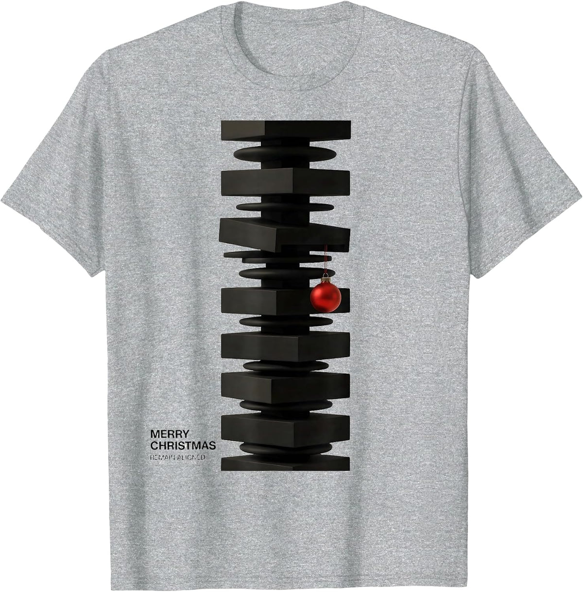 Men's Merry Christmas, Remain Aligned Funny Chiropractor Christmas T-Shirt - Heather Grey