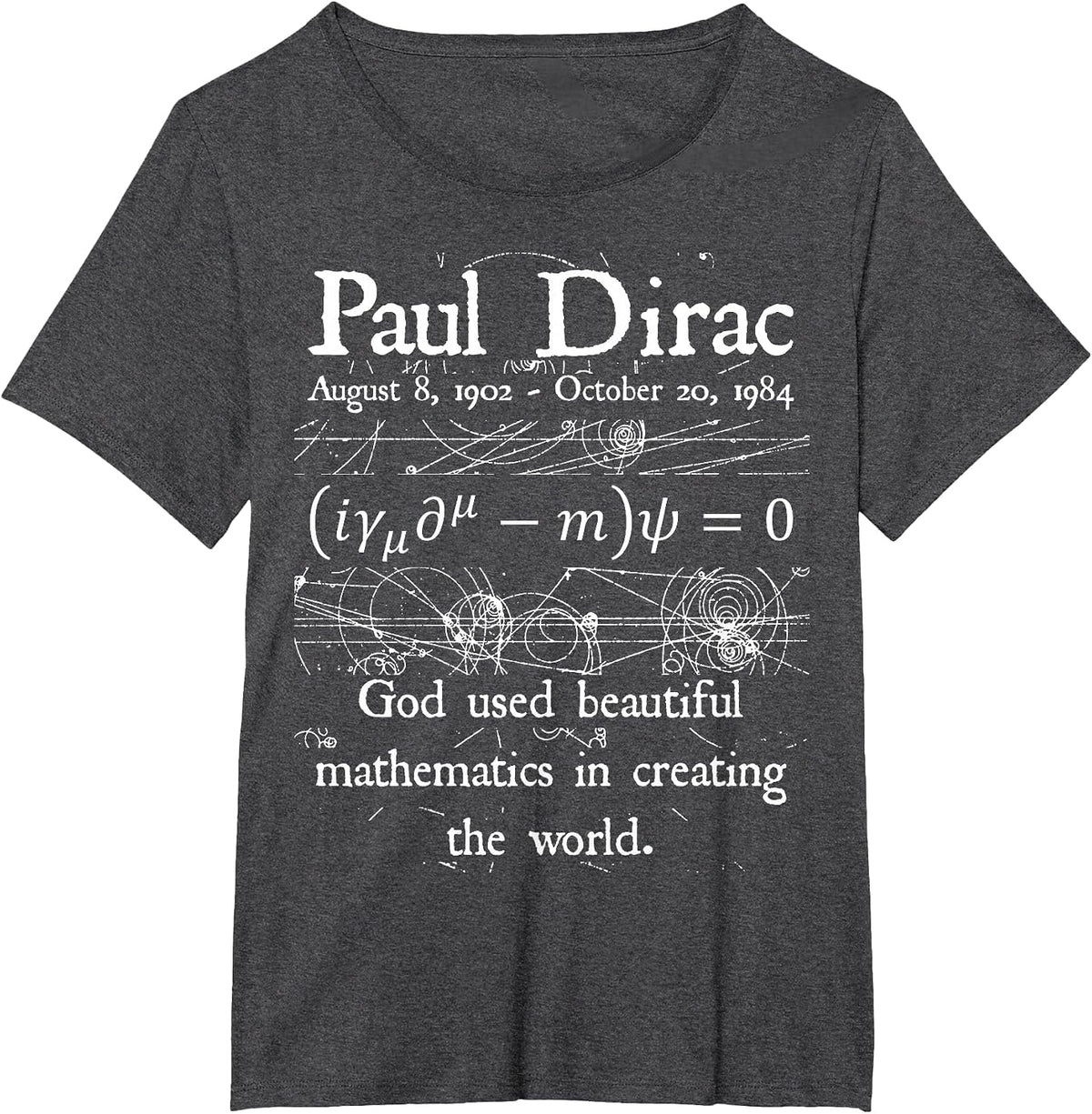 Nerdy Funny Dirac Equation God Beautiful Mathematics Teacher T-Shirt - Dark Heather Grey