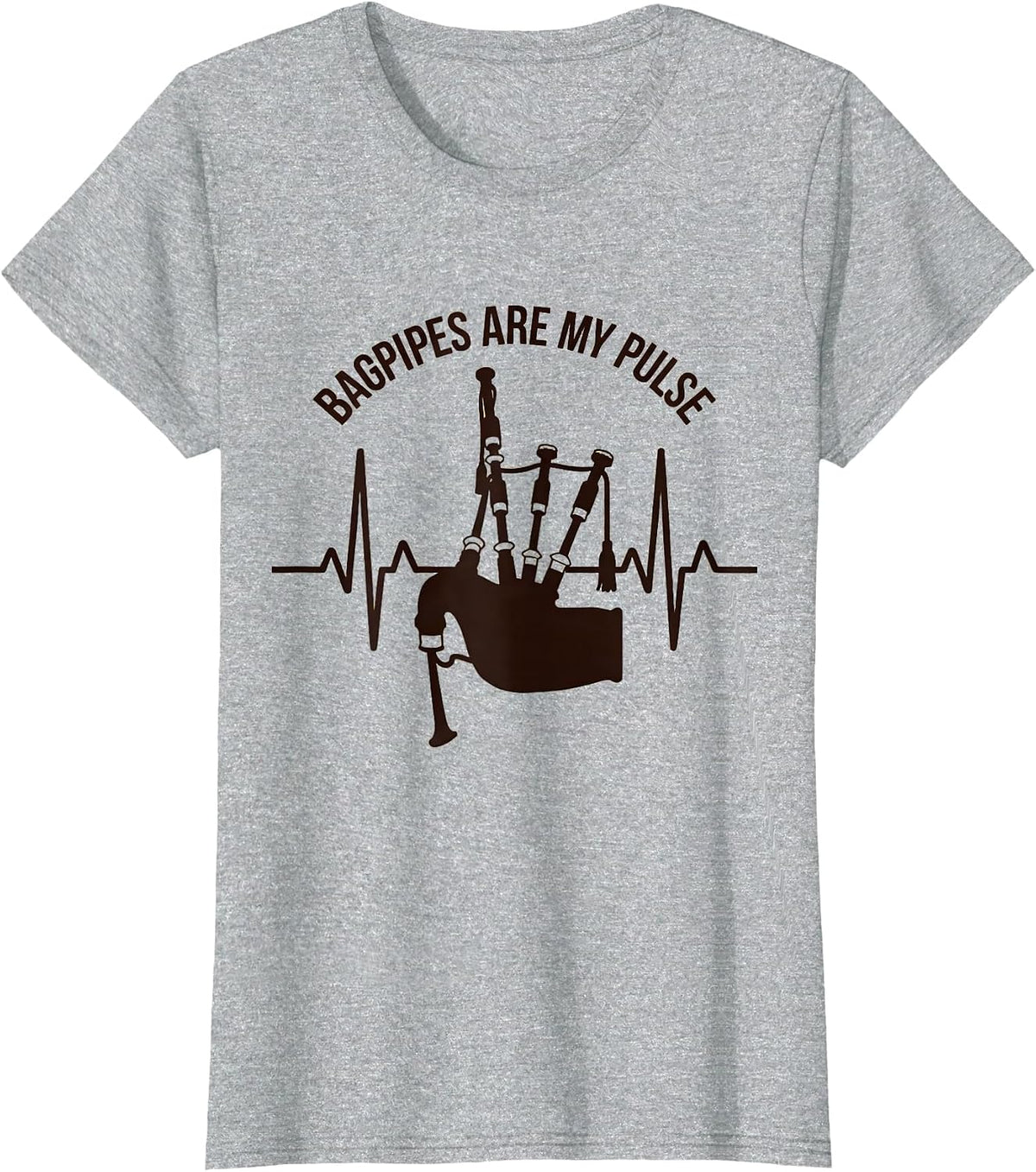 Bagpipes Are My Pulse Illustration Bagpipe Player Hobbyist T-Shirt - Heather Grey