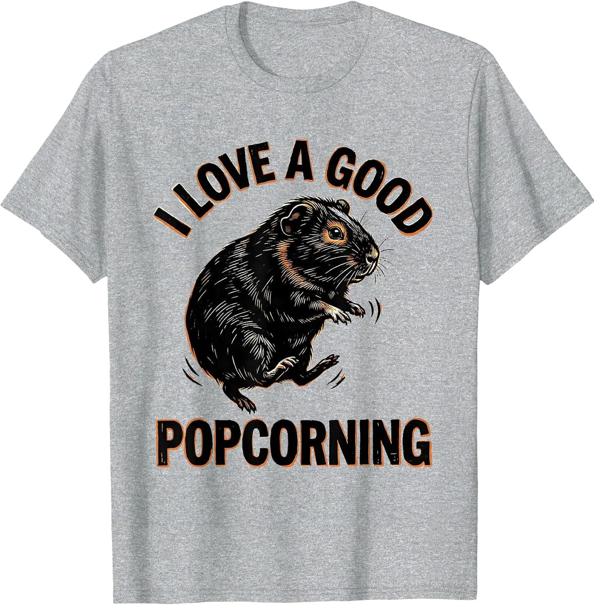 Men's I Love A Good Popcorning Cute Guinea Pig Pet Lover Humor T-Shirt - Heather Grey