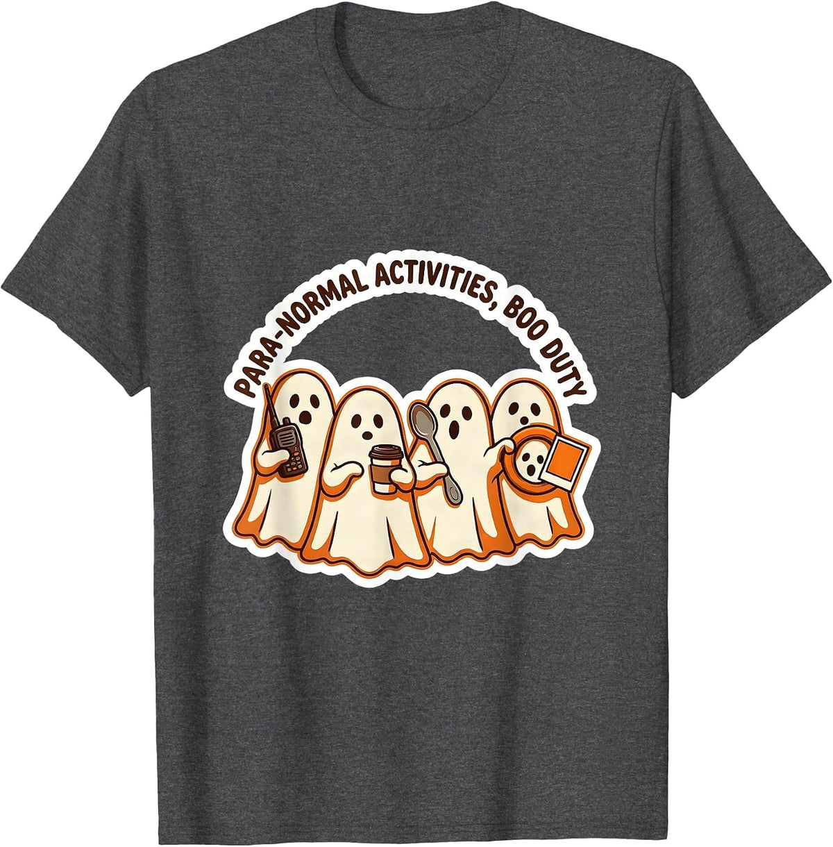 Para-Normal Activities Boo Duty Cute Ghost SpEd T-Shirt - Dark Heather Grey