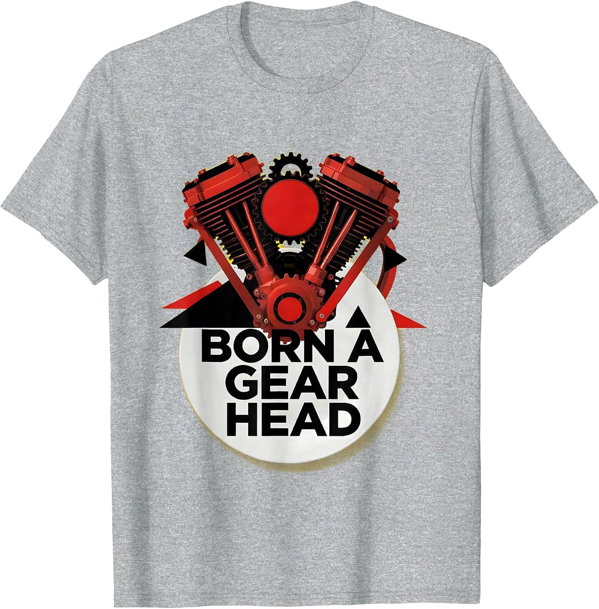 Men's Born a Gear Head Motorcycle Enthusiast Design T-Shirt - Heather Grey