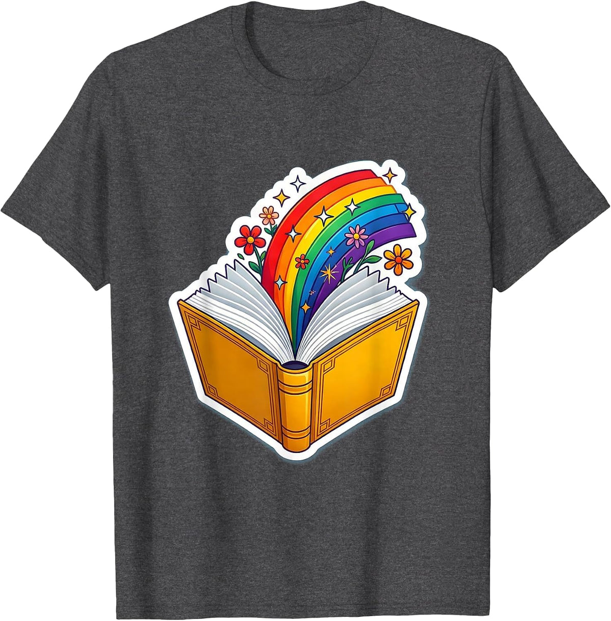 Men's Special Education Teacher Rainbow Book Graphic T-Shirt - Dark Heather Grey