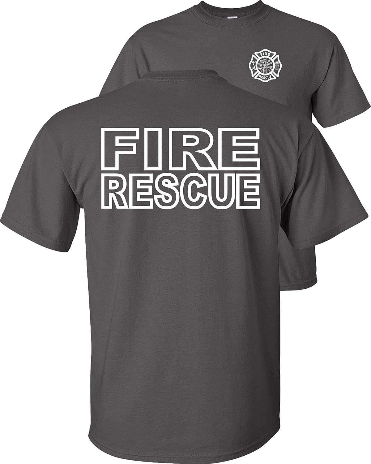 Fire Rescue T-Shirt-Charcoal-XL - As Pictured