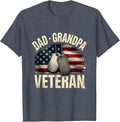 Dad Grandpa Veteran Distressed Military Pride T-Shirt - Heather Blue