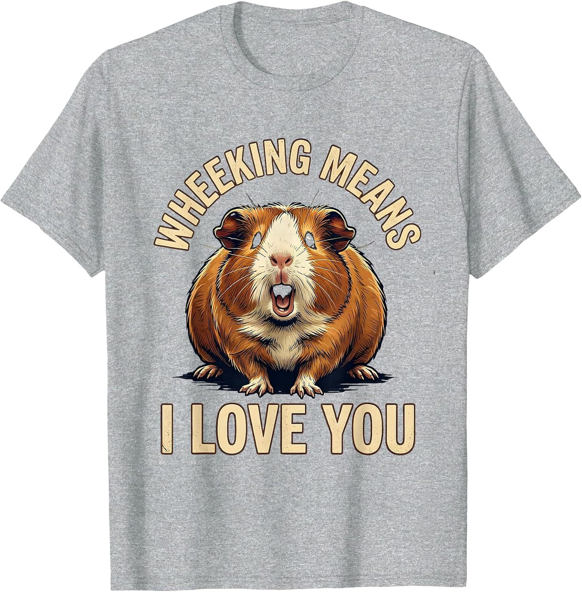 Men's Wheeking Means I Love You Vintage Guinea Pig Lover Humor T-Shirt - Heather Grey