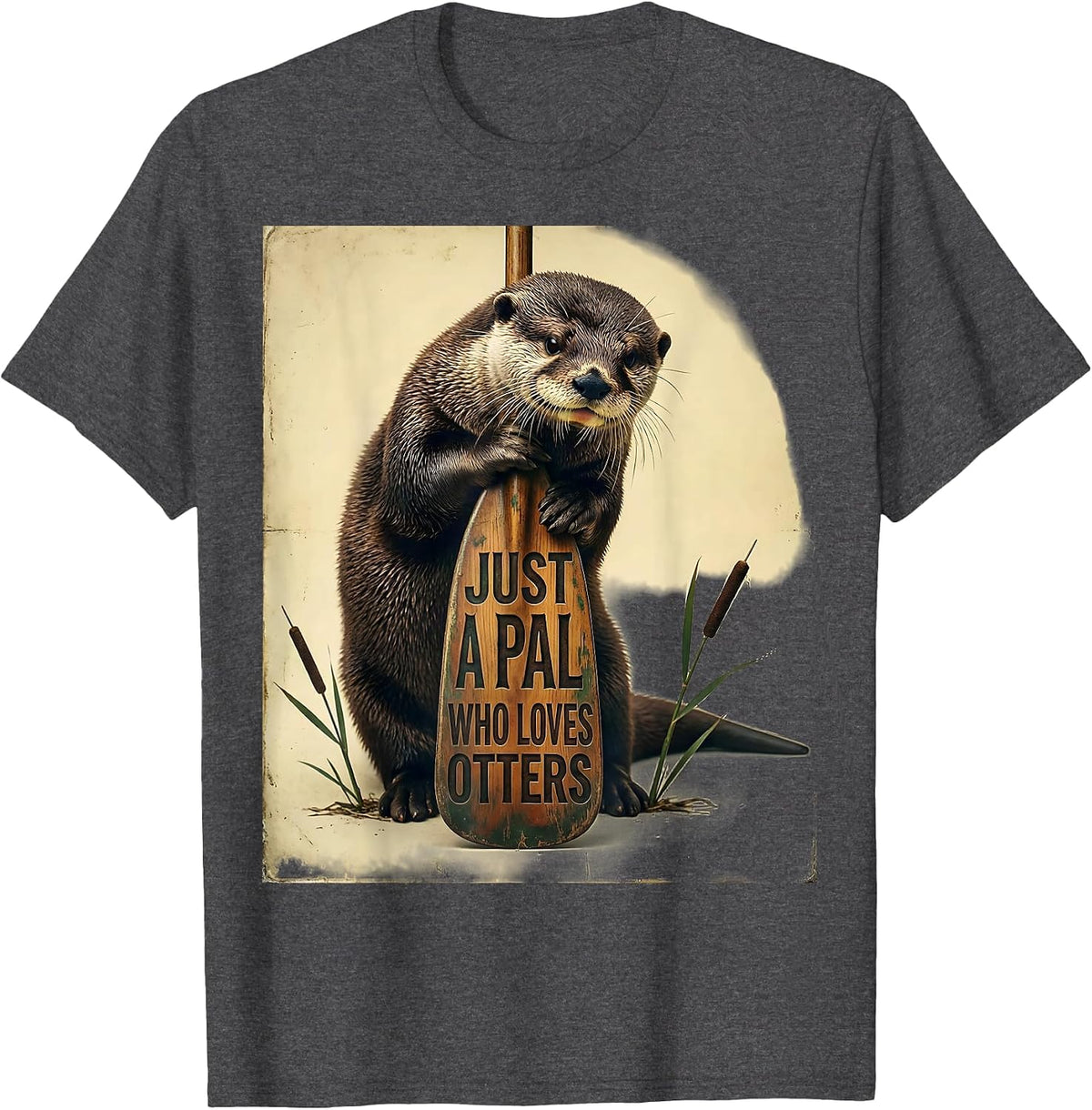 Men's Just A Pal Who Loves Otters Vintage Otter Lover Humor T-Shirt - Dark Heather Grey