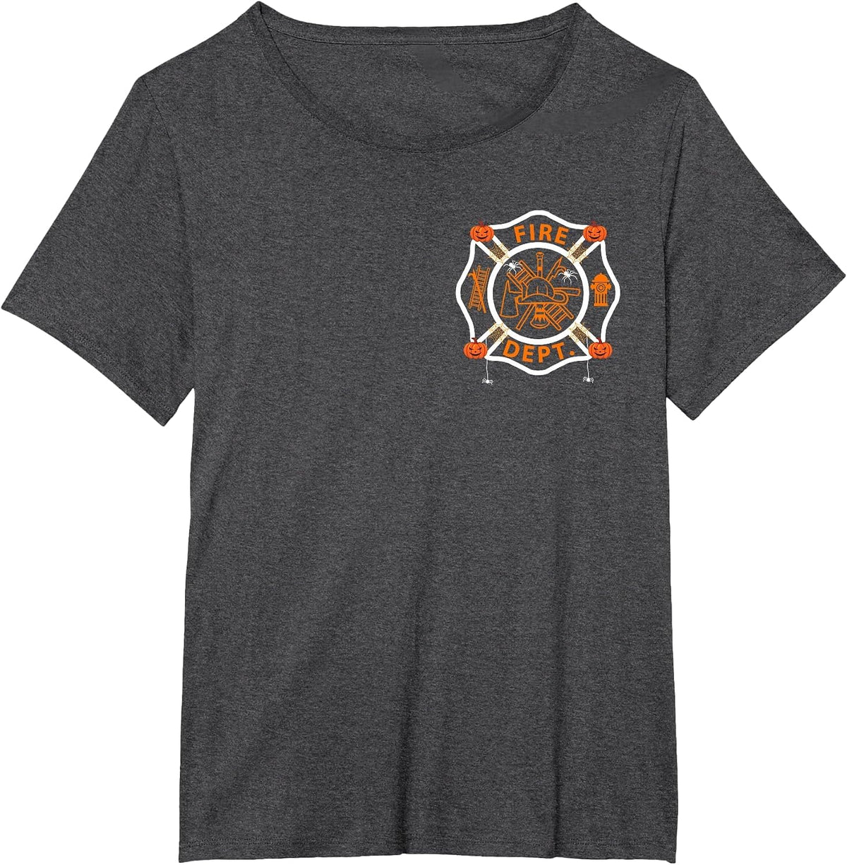 Halloween Firefighter Fireman Fire Dept Department Logo Men T-Shirt - Dark Heather Grey