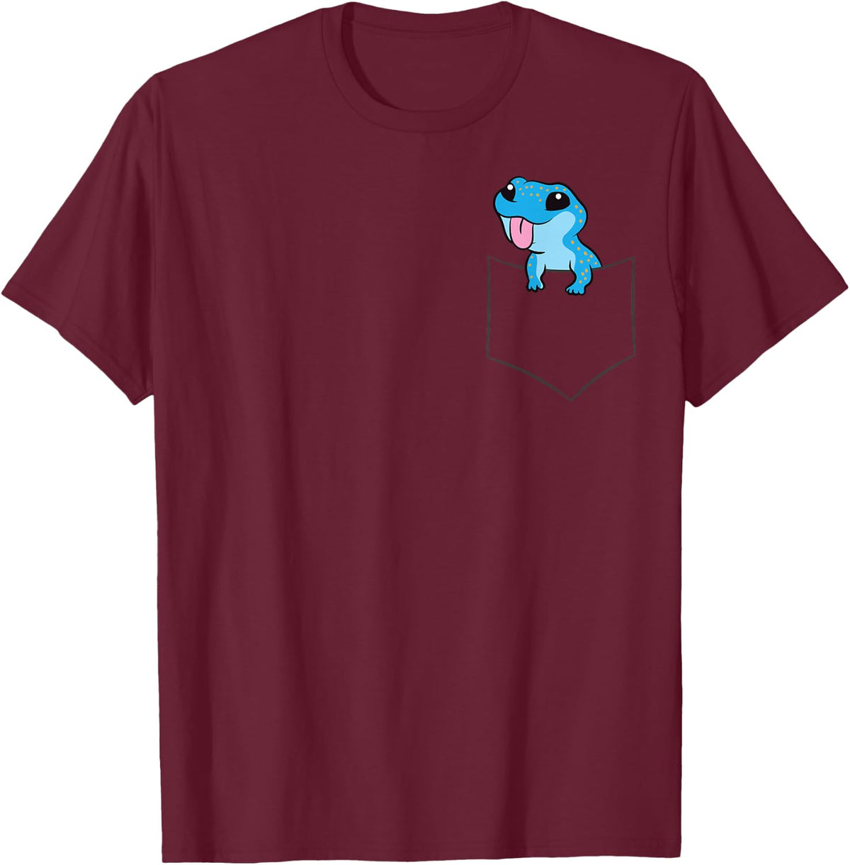 Blue Gecko in a Pocket Lizard Reptile Geckos T-Shirt - Burgundy