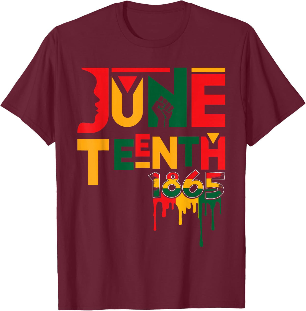 Juneteenth 1865 African American Men Women Freedom T-Shirt - Burgundy