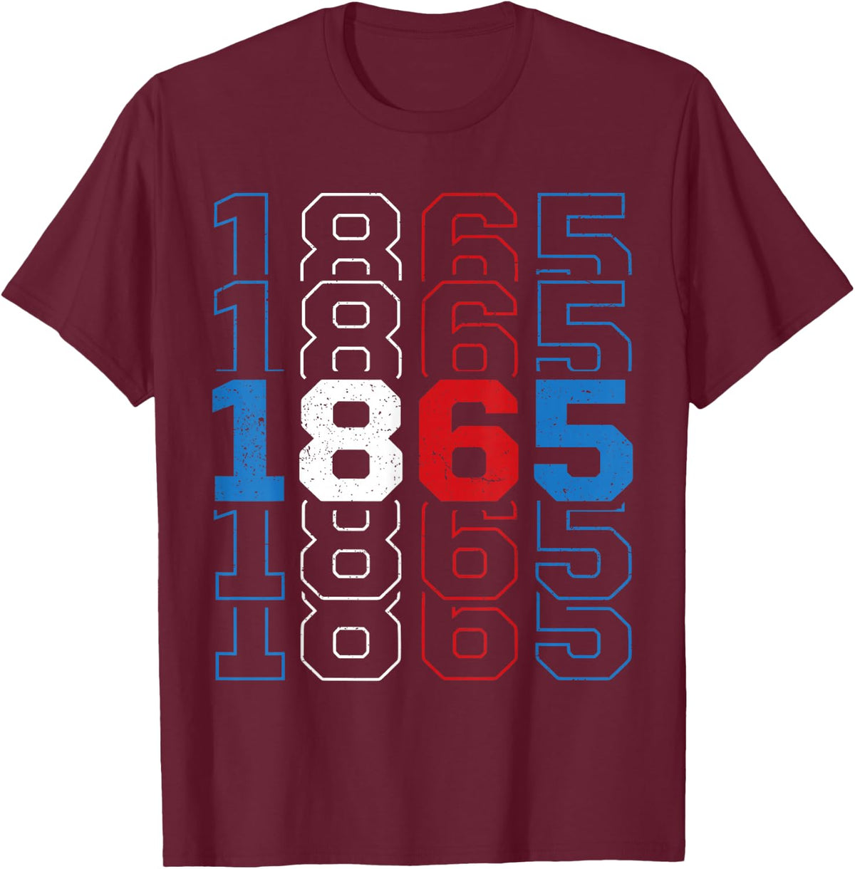Juneteenth 1865 Red White Blue Freedom Day Vintage Retro T-Shirt - Burgundy