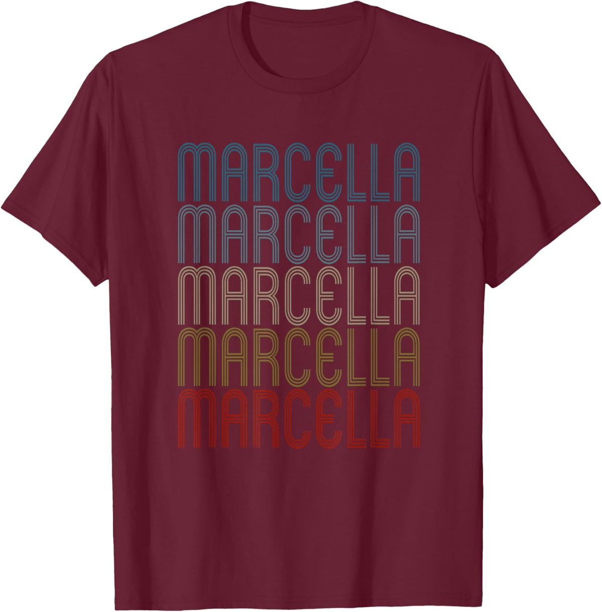 Marcella First Name Vintage Retro T-Shirt - Burgundy